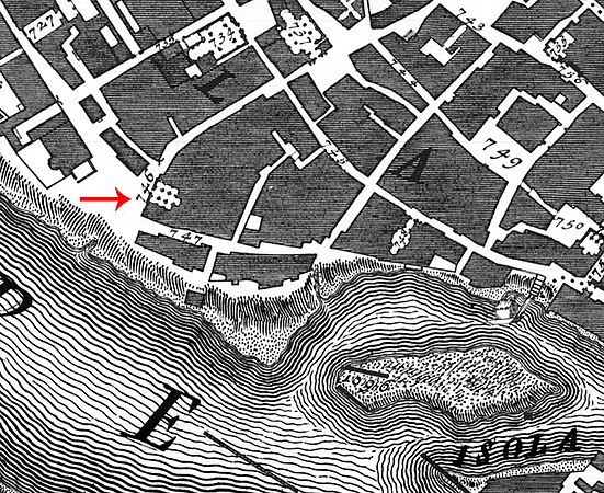 Posição da igreja no Mapa de Nolli (1748).