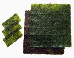 Roasted sheets of nori are used to wrap sushi