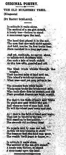 Poem about an historic mulberry tree at Reeves Point, Kangaroo Island Old Mulberry Tree Poem.jpg