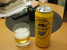 A can of Ottakringer Helles Ottakringer Helles in a hotel room.jpg