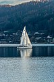 English: Sailing yacht in front of the Landspitz Deutsch: Segel-Yacht vor dem Landspitz