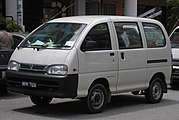 Front-side shot of a first generation, second facelift Perodua Rusa (commercial variant), in Serdang, Selangor, Malaysia.