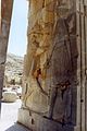 The King fighting with the unicorn in bas-relief at Persepolis.