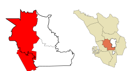 Location within Petaling District (and a portion of Klang District) and the state of Selangor