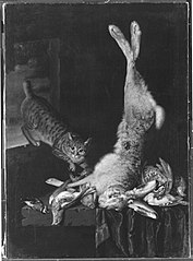 Speisekammer mit Katze und totem Getier