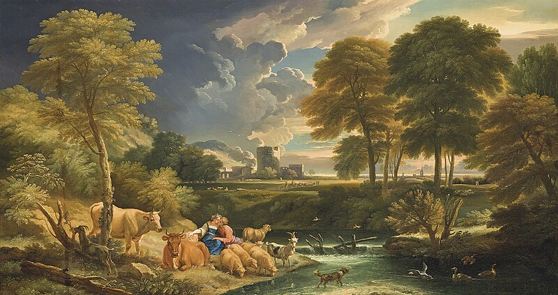 File:Pieter Mulier (II) Tempesta the younger. An extensive wooded river landscape with shepherds.jpg