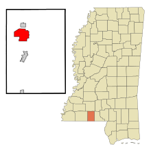 Pike County Mississippi Incorporated and Unincorporated areas McComb Highlighted.svg