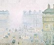 La Place du Théâtre-Français et l'avenue de l'Opêra, temps de brouillard