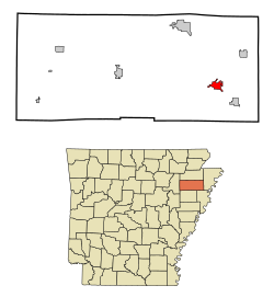 Location in Poinsett County and the state of آرکانزاس