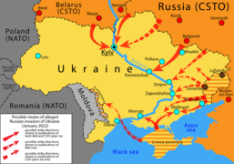 Possible routes of alleged Russian invasion of Ukraine (January 2022).png