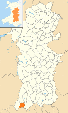 Location of Tawe-Uchaf community within Powys Powys Wales communities - Tawe-Uchaf locator.png