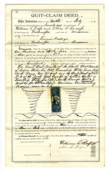 Missouri State quitclaim deed, 1871 Quit claim deed signed William S. Reefe and Alice L. Reefe of Washington County, July 10, 1871.jpg