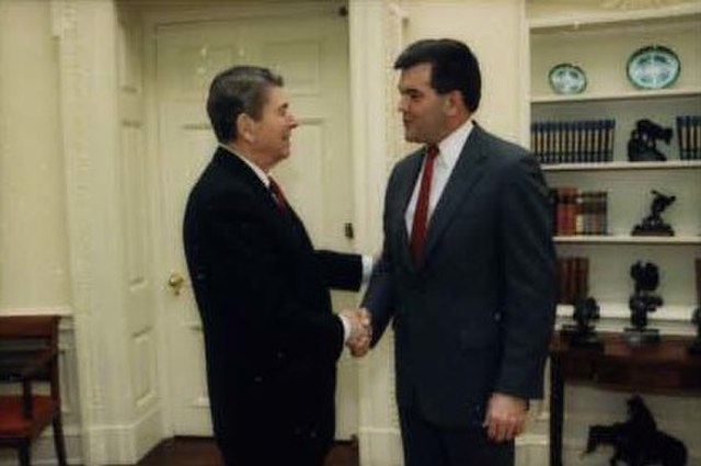 Ridge with President Ronald Reagan in 1988