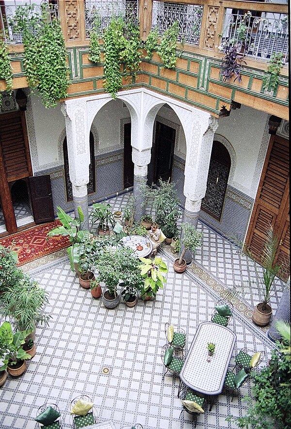 In 2007, U2, Brian Eno, and Daniel Lanois recorded "Moment of Surrender" in a Moroccan Riad similar to the one pictured.