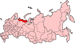 ロシア内のネネツ自治管区の位置の位置図
