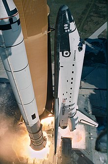 Launch of STS-51-C as seen from an IMAX camera attached to the Fixed Service Structure STS-51C launch.jpg