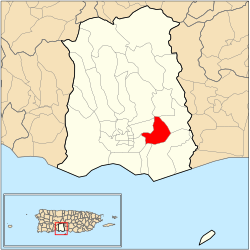 Location of Barrio Sabanetas within the municipality of Ponce shown in red