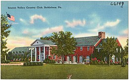 Early postcard drawing of Saucon Valley Country Club, c. 1930 to 1945 Saucon Valley Country Club, Bethlehem, Pa (66149).jpg
