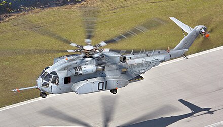 A CH-53K in a hover, 2017