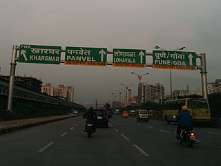 Exit sign for Kharghar.
