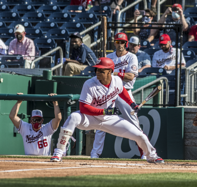 File:Juan Soto in the on deck position from Nationals vs. Braves at  Nationals Park, April 6th, 2021 (All-Pro Reels Photography) (51101804218)  (cropped).png - Wikimedia Commons