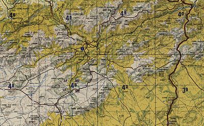 Carte topographique de la région de Souk ahras, région montagneuse de 1 000 m d'altitude en moyenne, et qui représente une extension de l'Atlas tellien.