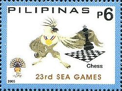 Hry pro jihovýchodní Asii 2005 razítko Filipín Chess.jpg