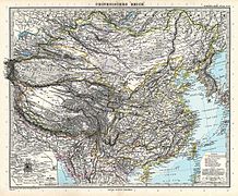 1891. Carte de l'Empire Qing publiée par le cartographe allemand Adolf Stieler.