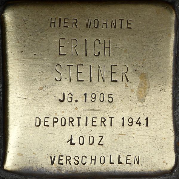 File:Stolpersteine Köln, Erich Steiner (Kurfürstenstraße 18).jpg