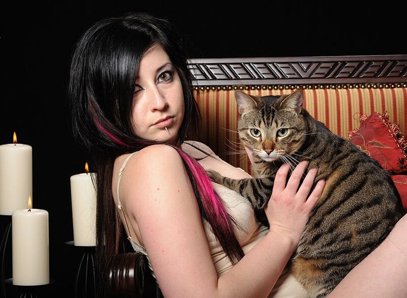 File:Suicide Girl and tabby cat.jpg