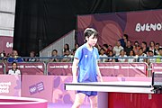 Deutsch: Tischtennis bei den Olympischen Jugendspielen 2018; Tag 9, 15. Oktober 2018; Mixed, Finale, Mixed-Doppel – Miu Hirano (JPN) gegen Sun Yingsha (CHN) 2:3 English: Table tennis at the 2018 Summer Youth Olympics at 15 October 2018 – Mixed Final, Mixed-Double – Miu Hirano (JPN) Vs Sun Yingsha (CHN) 2:3