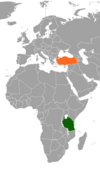 Location map for Tanzania and Turkey.