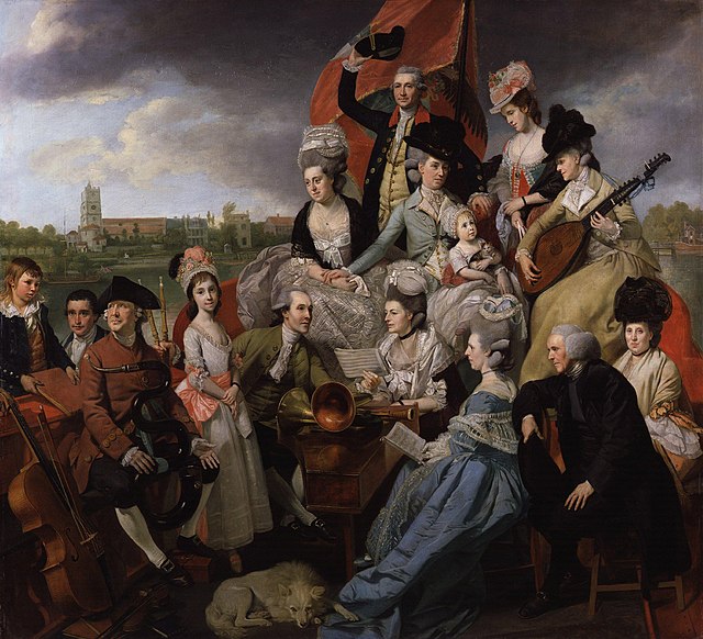 The Sharp Family, by Johann Zoffany, 1779–81, National Portrait Gallery, London. The family musical ensemble are pictured on their barge, Apollo, with