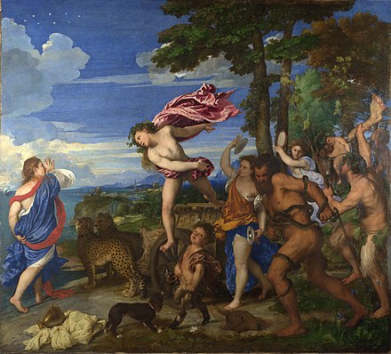 The restoration of Titian's Bacchus and Ariadne from 1967 to 1968 was a controversial restoration at the National Gallery, due to concern that the painting's tonality had been thrown out of balance.[71]