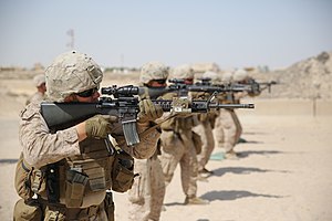 OIR 15.2 - Security Force Marines from the 3rd Battalion, 7th Marine Regiment executing Combat Marskmanship Program Short Range Table 5. US Marines Zero in with Combat Marksmanship 151002-M-PS948-241.jpg