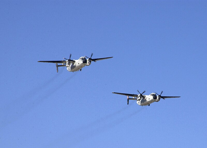 File:US Navy 030430-N-9414C-004 Two C-2A Greyhounds flying in formation carry sailors assigned to the "Providers" of Fleet Logistics Squadron Thirty (VRC-30), Det. One.jpg