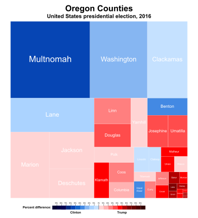 Treemap of the popular vote by county United States presidential election in Oregon, 2016.svg