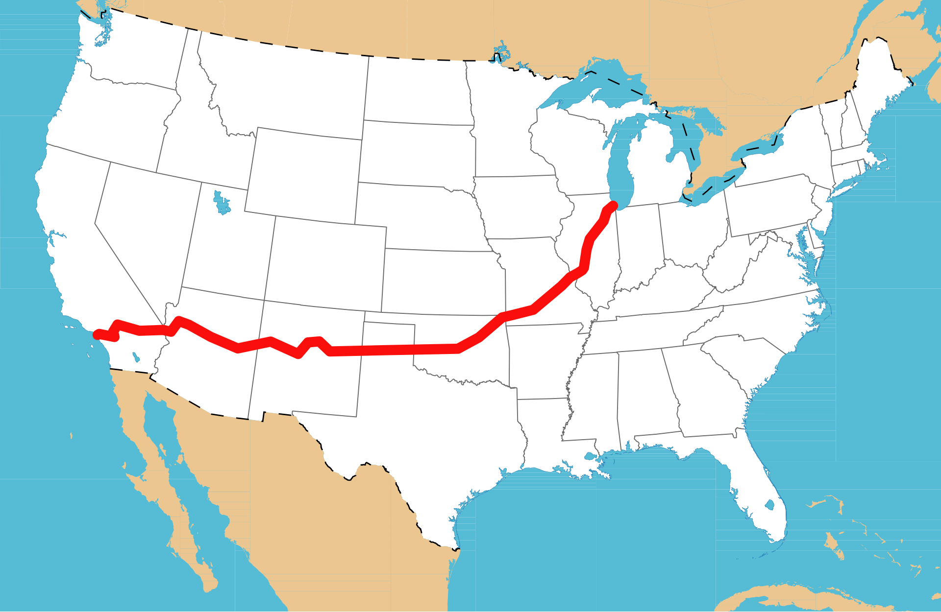 Karte Route 66