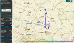 USAF E8-C near Ukraine border 23rd March 2022 circa 14:37 UTC - likely monitoring vehicle movement