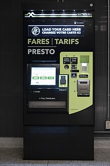 Presto card readers and self-serve vending machine at Victoria Park station Victoria Park Station 53.jpg
