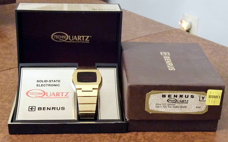 File:Vintage Men's Benrus LED Digital Quartz Watch, Model B508, Circa 1974 (8597956199).jpg