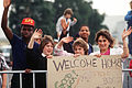 Well-wishers wave goodbye as former TWA hostages board a flight to Andrews Air Force Base, Maryland DF-ST-86-03845.jpg