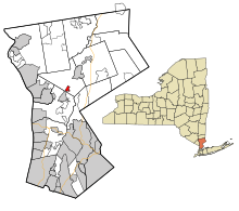 Áreas incorporadas y no incorporadas del condado de Westchester Nueva York Chappaqua destacó.svg