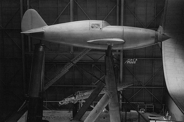 XP-47 model during wind tunnel testing