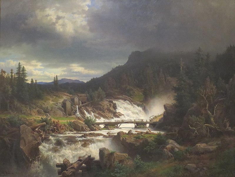 File:'Waterfall' by Erik Bodom, 1855, Bergen Kunstmuseum.JPG