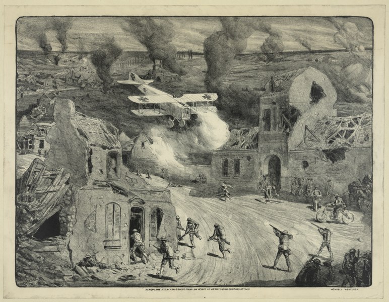 File:03874u Aeroplane attacking troops from low height at Vierzy 1927.tif