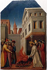 The fire miracle of St. Peter Martyr before the sultan