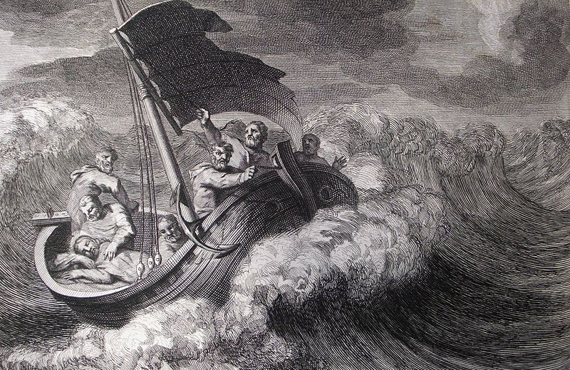 File:174 Life of Christ Phillip Medhurst Collection 4359 Christ stills the tempest Mark 4.37-38 Mortier.jpg