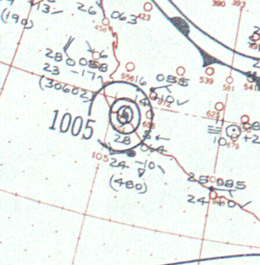 1959 Análisis de huracanes en México 27 ​​de octubre de 1959.png