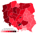 Results of the 2001 Polish parliamentary election, showing vote strength by electoral district.